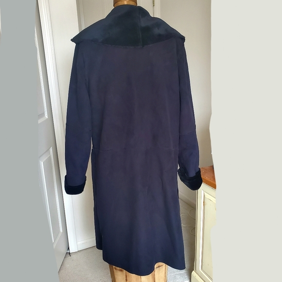 Black faux suede & fur coat size 10 - Picture 2 of 7